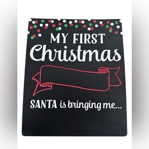 My First Christmas Baby Milestone Chalkboard Sign Holiday Photo Prop Santa
